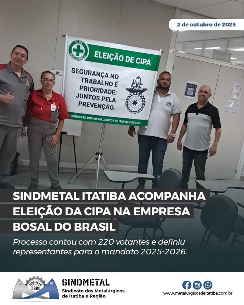 Sindmetal Itatiba acompanha eleição da CIPA na Bosal do Brasil