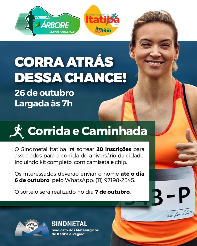 Sindmetal Itatiba sorteia inscrições para a Corrida do Aniversário da cidade